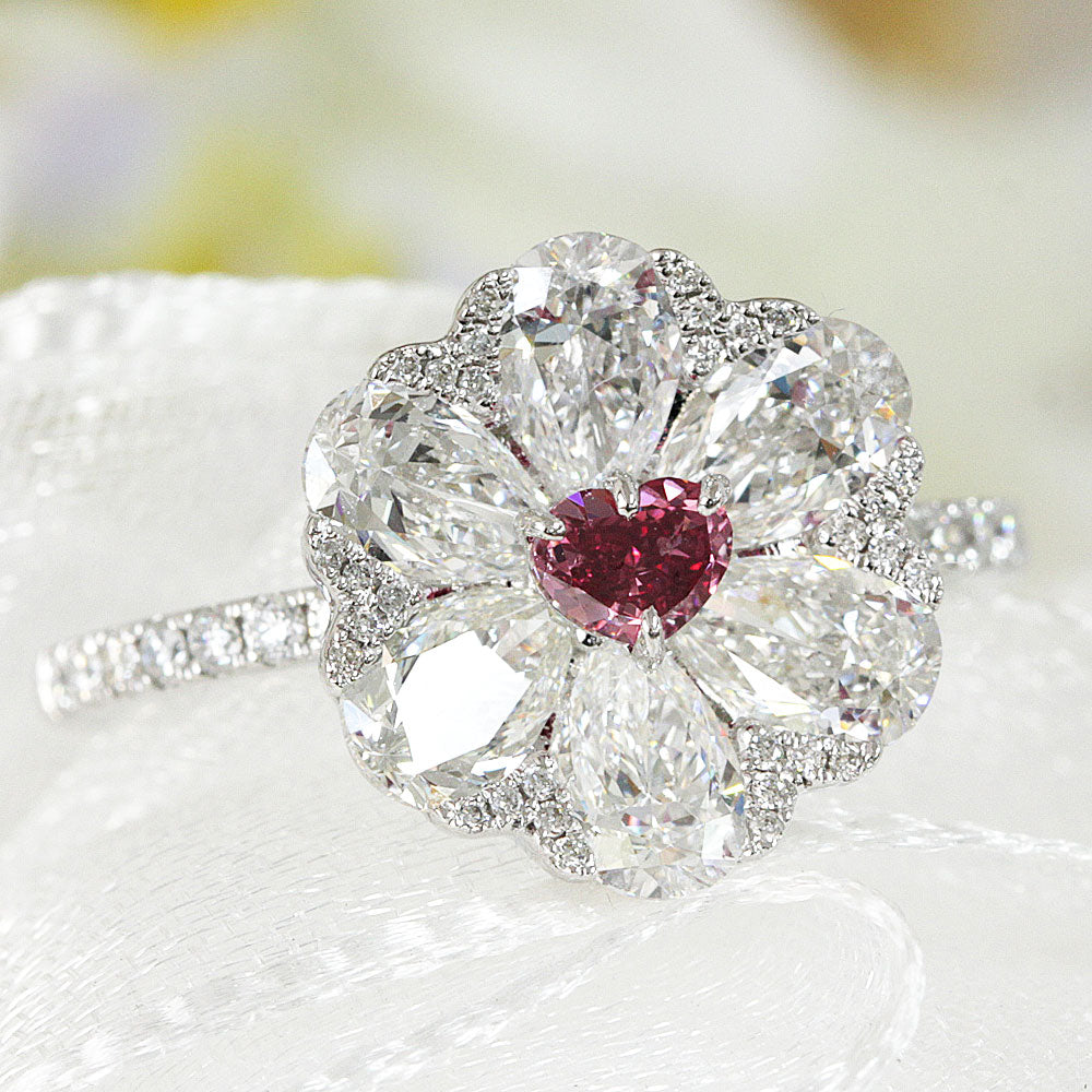 希少！FANCY PURPLISH RED ハートカット 0.21ct 天然レッドダイヤモンド 計2.32ct 天然ダイヤモンド K18WG –  アメイジング工房