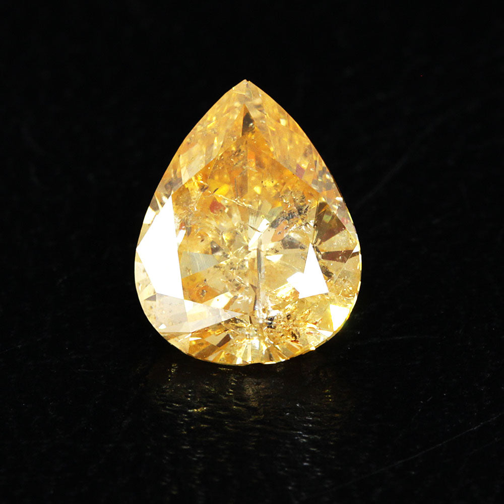 太陽のカケラ！ 4.05ct Fancy Intence Yellow-Orange ペアシェイプ 天然オレンジダイヤモンド ルース 【GIA鑑定書付】