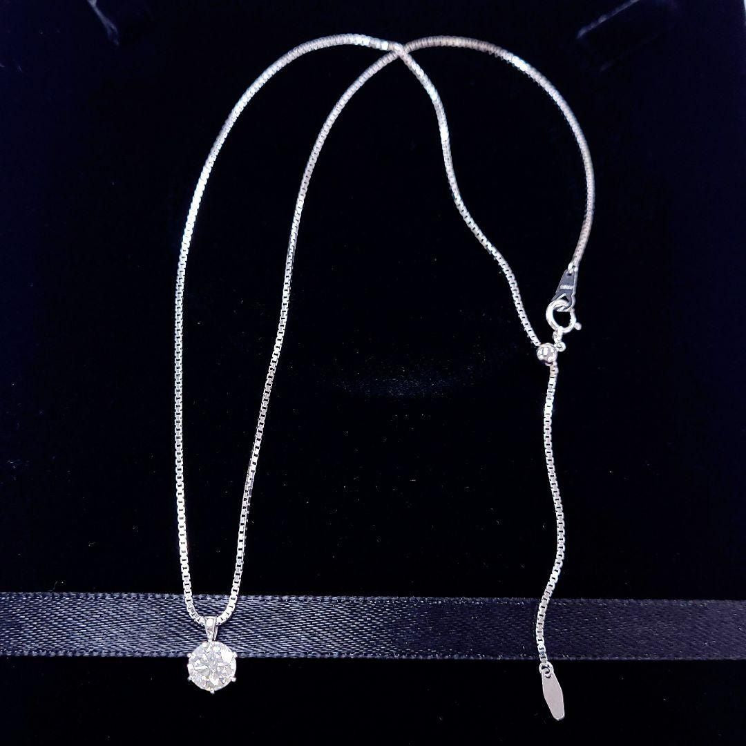 经 GIA 认证的 D FL 3EX 天然钻石项链 K18WG 白金，纯色 [附 GIA 证书]。