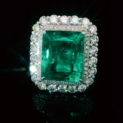 ノンオイル コロンビア産 20.32ct 天然エメラルド 3.87ct 天然ダイヤモンド プラチナ Pt900 リング 指輪【GRS鑑別書付】