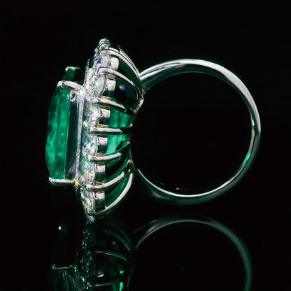 ノンオイル コロンビア産 20.32ct 天然エメラルド 3.87ct 天然ダイヤモンド プラチナ Pt900 リング 指輪【GRS鑑別書付】
