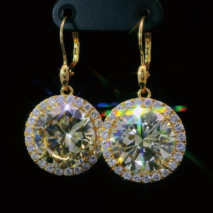 극상의 반짝임】 초대형 천연 다이아몬드 총 19.973ct 18K K18YG 옐로우 골드 드롭 귀걸이 【CGL 감정서 첨부】.