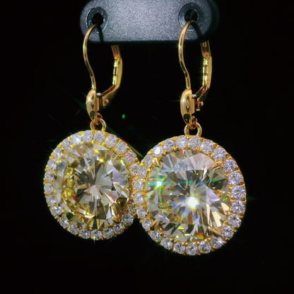 극상의 반짝임】 초대형 천연 다이아몬드 총 19.973ct 18K K18YG 옐로우 골드 드롭 귀걸이 【CGL 감정서 첨부】.