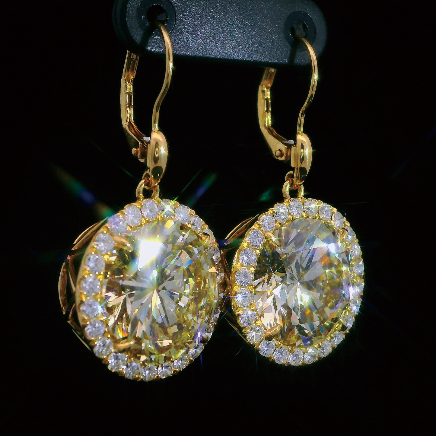 극상의 반짝임】 초대형 천연 다이아몬드 총 19.973ct 18K K18YG 옐로우 골드 드롭 귀걸이 【CGL 감정서 첨부】.