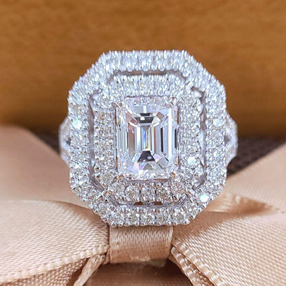 최상급 2ct 천연 다이아몬드 D VS1 에메랄드 컷 K18 WG 화이트 골드 반지 반지 4월의 탄생석 18금 【 GIA 감정서 포함 】.