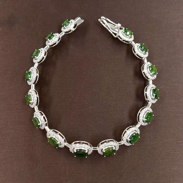 Miracle gem! 17.74ct Natural Demant Idganet 3.37ct Natural Diamond 18 Gold K18 WG White Gold Bracelet [identification report]