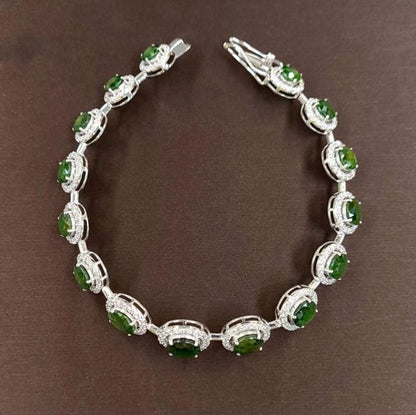 Miracle gem! 17.74ct Natural Demant Idganet 3.37ct Natural Diamond 18 Gold K18 WG White Gold Bracelet [identification report]