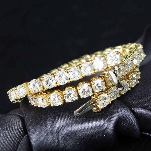 Glitter! High quality 7ct Natural Diamond 18 Gold K18 YG Tennis Bracelet [ identification report]