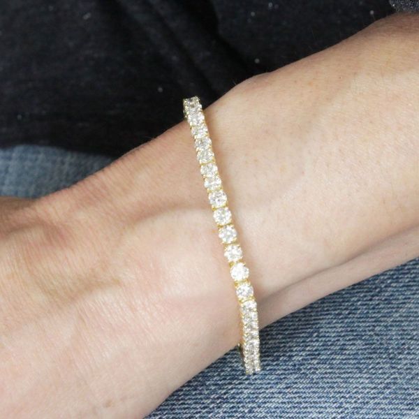 Glitter! High quality 7ct Natural Diamond 18 Gold K18 YG Tennis Bracelet [ identification report]