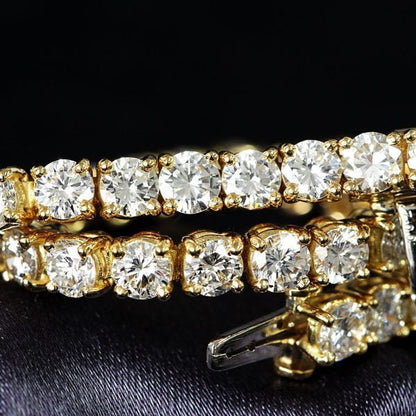 Glitter! High quality 7ct Natural Diamond 18 Gold K18 YG Tennis Bracelet [ identification report]