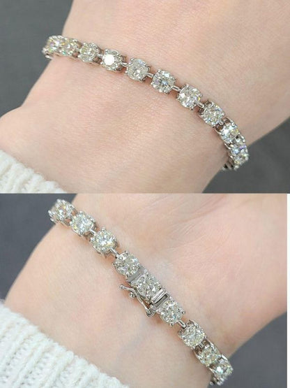 Glitter! All Heart Queu H & C 10CT Natural Diamond PT900 PT850 Platinum Tennis Bracelet April Birthstone [identification report]