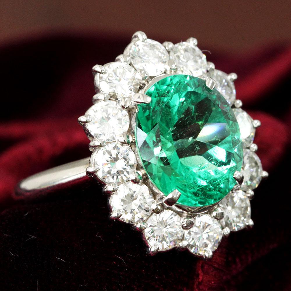 Super special product! Colombia 3.67ct Natural Emerald 1.82ct Natural Diamond PT900 Platinum Ring Ring [GIA Division]