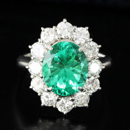 Super special product! Colombia 3.67ct Natural Emerald 1.82ct Natural Diamond PT900 Platinum Ring Ring [GIA Division]