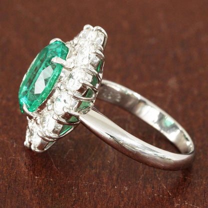 Super special product! Colombia 3.67ct Natural Emerald 1.82ct Natural Diamond PT900 Platinum Ring Ring [GIA Division]