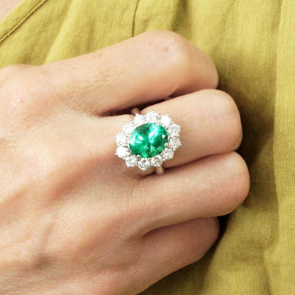 Super special product! Colombia 3.67ct Natural Emerald 1.82ct Natural Diamond PT900 Platinum Ring Ring [GIA Division]