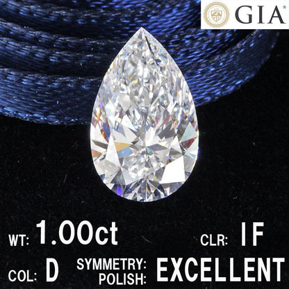 The world's highest quality! 1.00ct D IF 2EX Pair Shape Natural Diamond loose [GIA grading report]