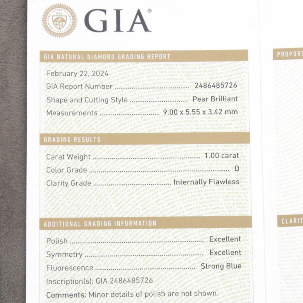 The world's highest quality! 1.00ct D IF 2EX Pair Shape Natural Diamond loose [GIA grading report]