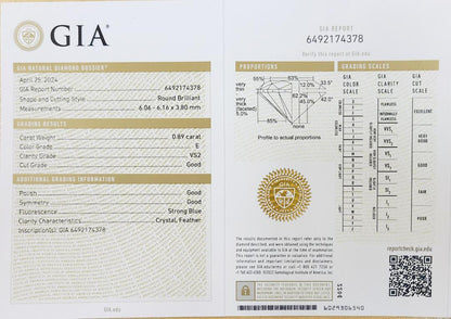 Appearance 1CT E vs2 GOOD Natural Diamond Platinum PT900 Ring Ring April Birthstone [With GIA Appraisal]