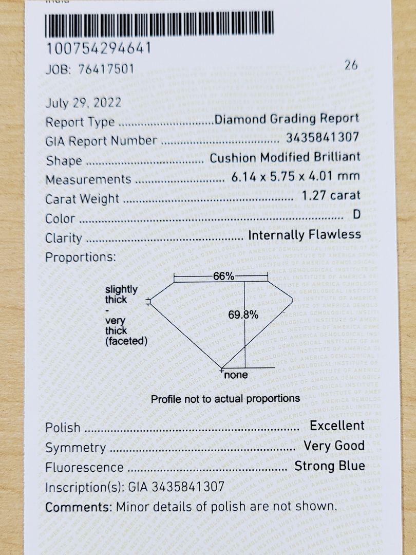 Ultimate! 1.27ct D Color IF EX Natural Diamond Platinum PT900 Ring Ring 【 GIA grading reportWith GIA]