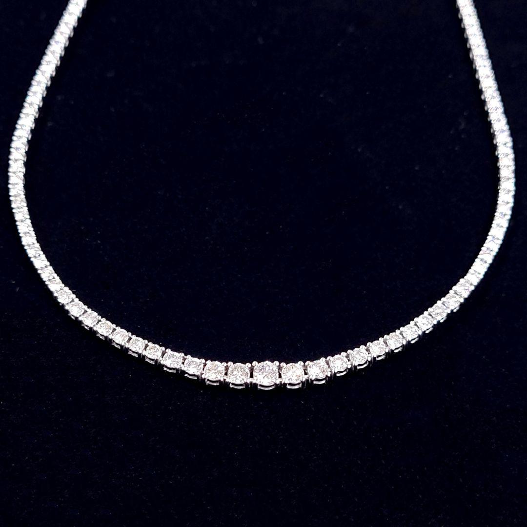 Square shape! 5ct natural diamond PT850 platinum gradation tennis necklace 【Square shape!identification reportWith】 【Comes with