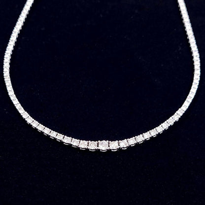 Square shape! 5ct natural diamond PT850 platinum gradation tennis necklace 【Square shape!identification reportWith】 【Comes with