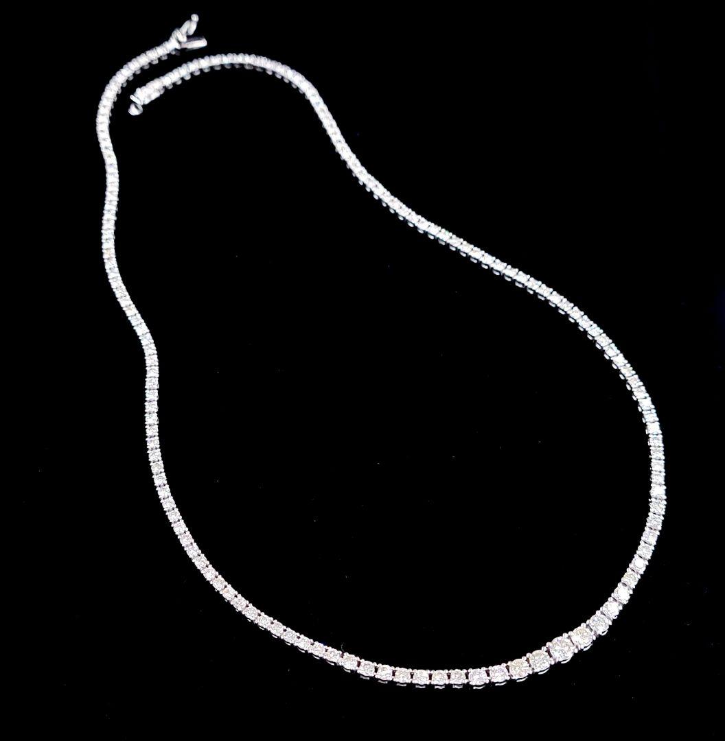 Square shape! 5ct natural diamond PT850 platinum gradation tennis necklace 【Square shape!identification reportWith】 【Comes with