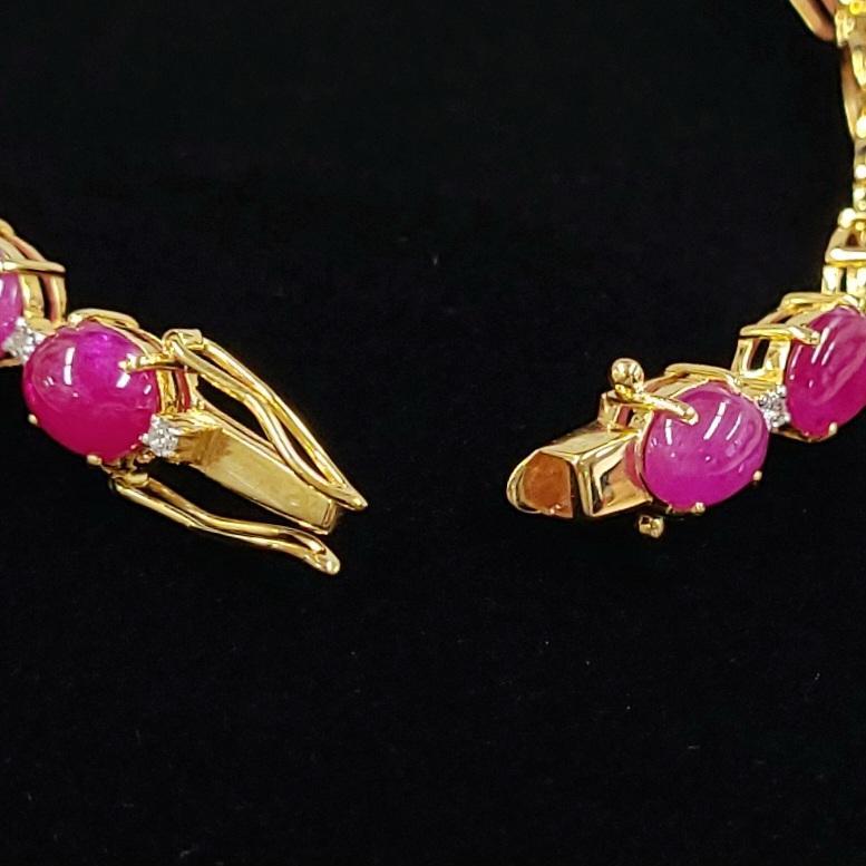 Gorgeous! One point 43.814ct Natural Ruby 0.35ct Natural Diamond K18 YG Yellow Gold 18 Gold Bracelet July Birthstone [identification report]