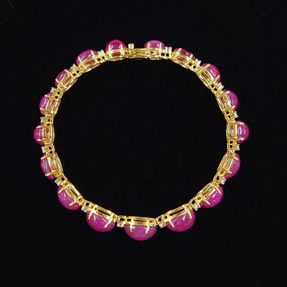 Gorgeous! One point 43.814ct Natural Ruby 0.35ct Natural Diamond K18 YG Yellow Gold 18 Gold Bracelet July Birthstone [identification report]