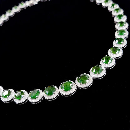 A miraculous gem! 48ct natural demantoid garnet 9ct natural diamond 18k gold K18 WG white gold bracelet [.identification reportWith]