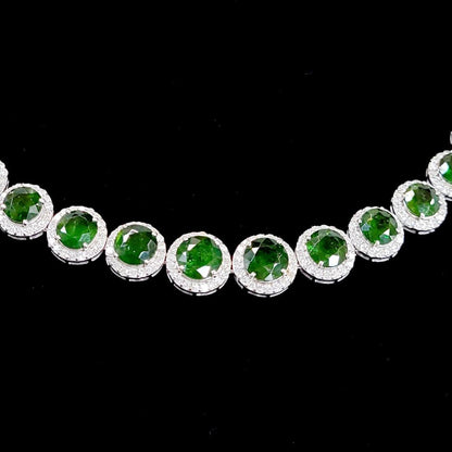 A miraculous gem! 48ct natural demantoid garnet 9ct natural diamond 18k gold K18 WG white gold bracelet [.identification reportWith]