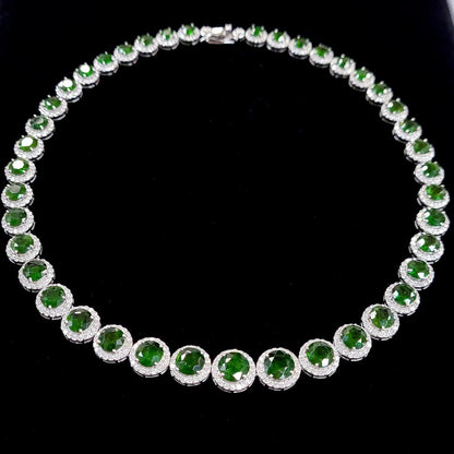 A miraculous gem! 48ct natural demantoid garnet 9ct natural diamond 18k gold K18 WG white gold bracelet [.identification reportWith]