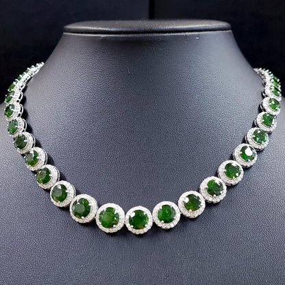 A miraculous gem! 48ct natural demantoid garnet 9ct natural diamond 18k gold K18 WG white gold bracelet [.identification reportWith]