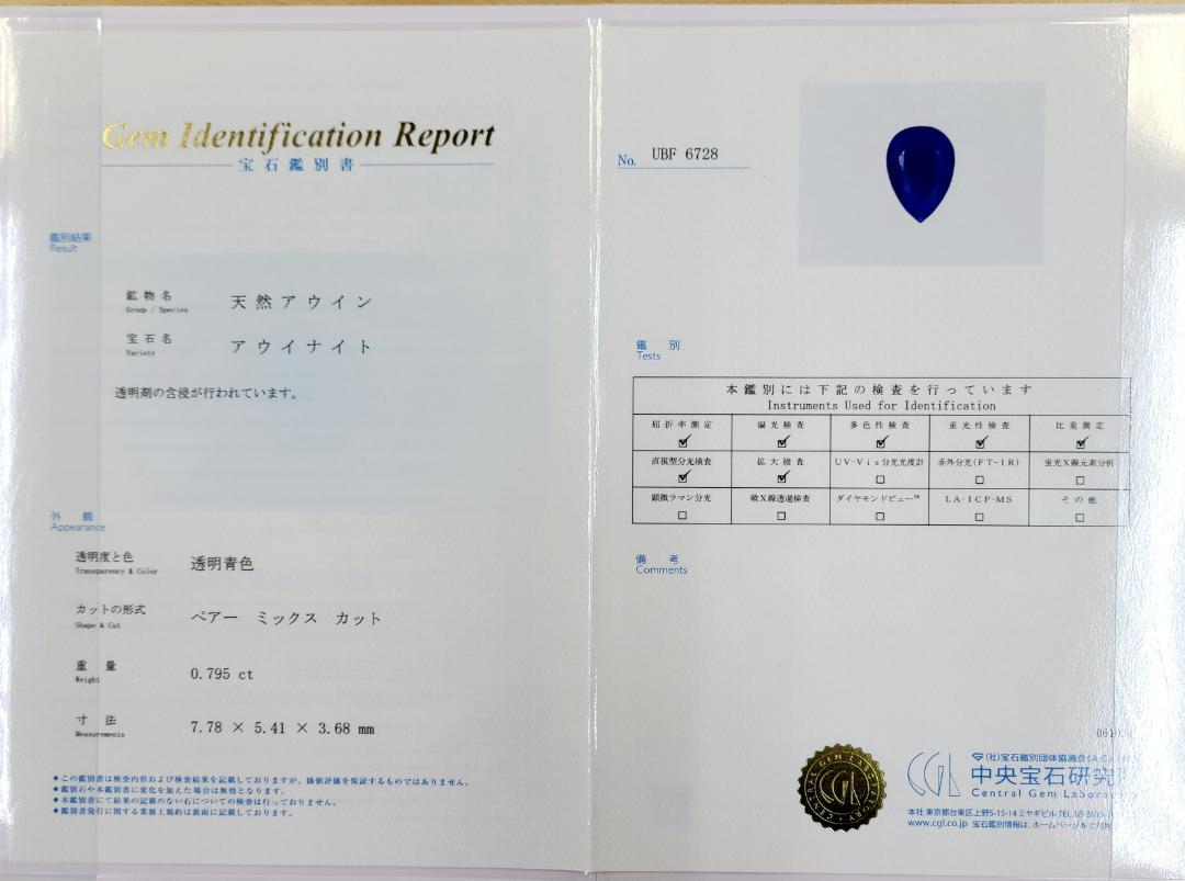 世界的 超希少宝石！ほぼ 0.8ct 天然アウイナイト 0.73ct 天然