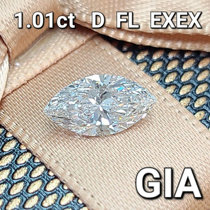 순수 무결점! 1.01ct D FL 2EX 천연 다이아몬드 마키스컷 루스 1.01ct D FL 2EX 【 GIA 감정서 첨부】.