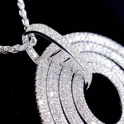 Highest quality glare! Almost 8ct Natural Diamond 18k Gold K18 WG White Gold Ripple Pendant Necklace [. identification reportIncluded]