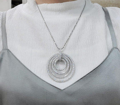 Highest quality glare! Almost 8ct Natural Diamond 18k Gold K18 WG White Gold Ripple Pendant Necklace [. identification reportIncluded]