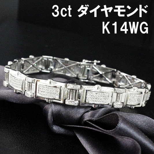 中性 3ct K14 WG 白金时尚手链 14K 金 [附鉴定证书]。