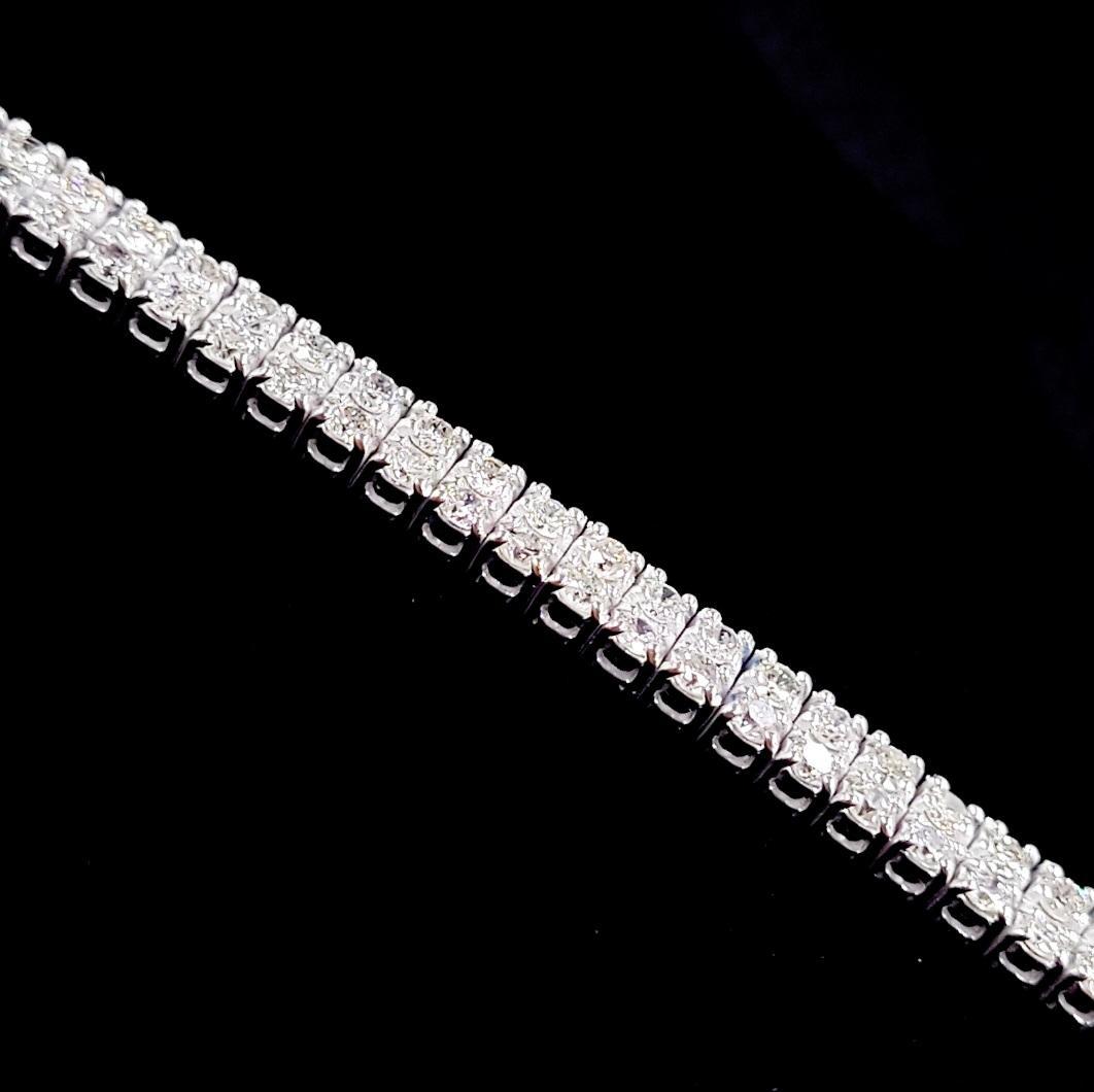 Stylish! Double-strand 3.5ct natural diamond K18 WG white gold bracelet [...identification reportWith