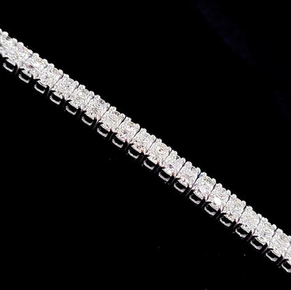 Stylish! Double-strand 3.5ct natural diamond K18 WG white gold bracelet [...identification reportWith