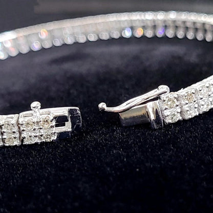 Stylish! Double-strand 3.5ct natural diamond K18 WG white gold bracelet [...identification reportWith