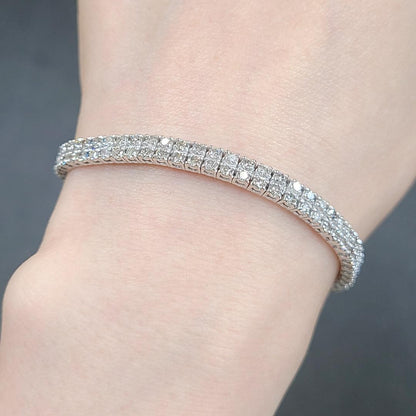 Stylish! Double-strand 3.5ct natural diamond K18 WG white gold bracelet [...identification reportWith