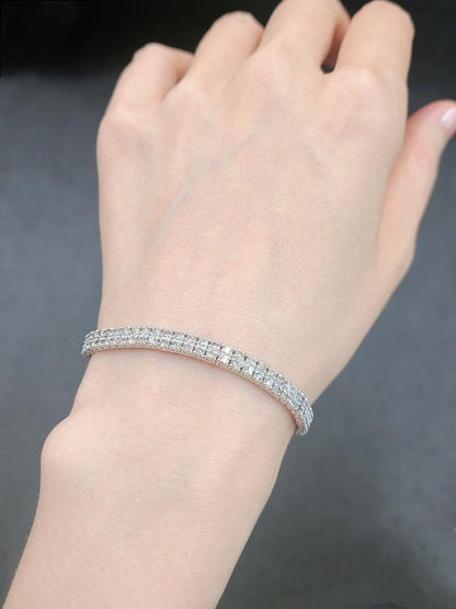 Stylish! Double-strand 3.5ct natural diamond K18 WG white gold bracelet [...identification reportWith