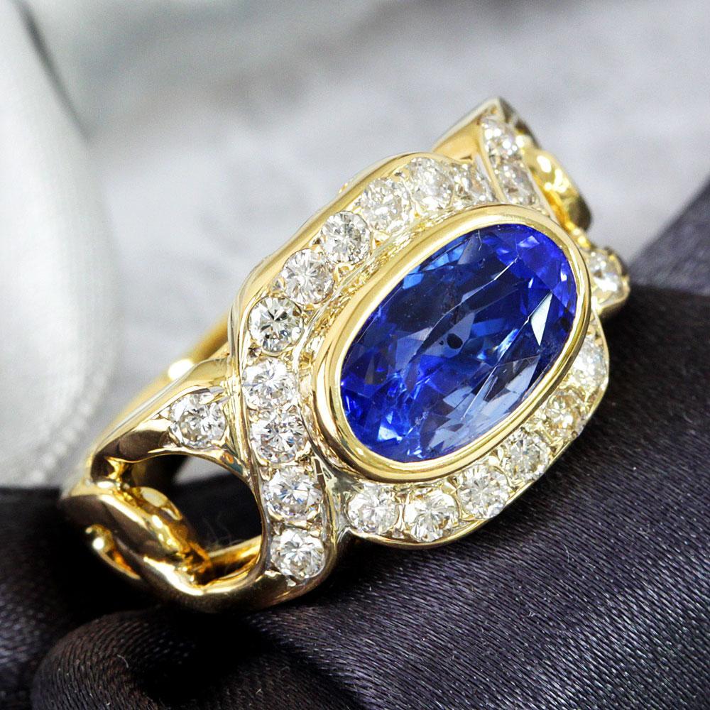 18金 サファイヤ ダイヤ ゴージャス リング 11号 ジュエリー 18K 貴重 18金 サファイヤ ダイヤ ゴージャス リング 11号 ジュエリー 18K 貴重