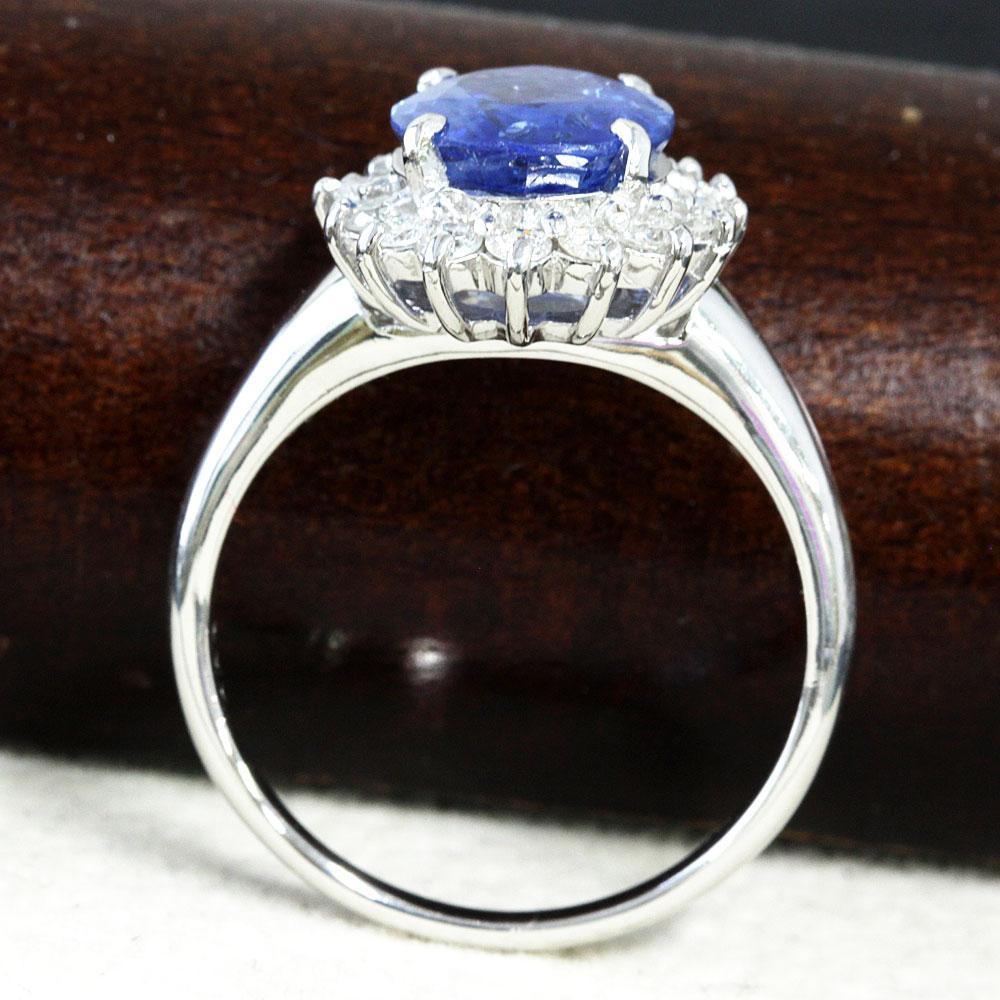 Highest quality! Unheated 3ct Unheated Natural Sapphire 3.72ct Natural Diamond Platinum PT900 Ringidentification reportWith