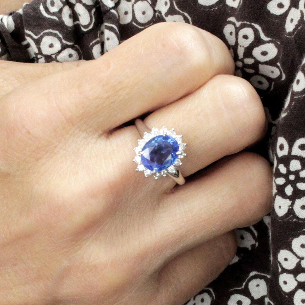 Highest quality! Unheated 3ct Unheated Natural Sapphire 3.72ct Natural Diamond Platinum PT900 Ringidentification reportWith