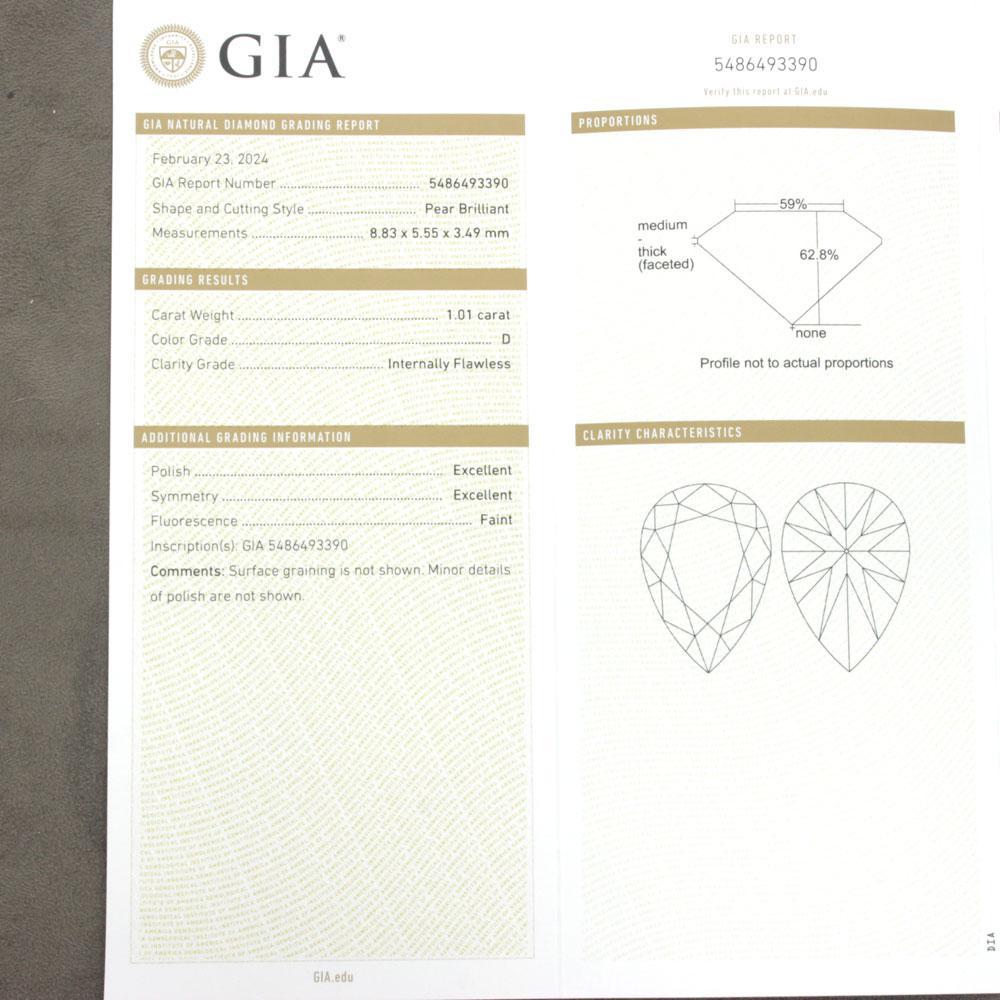 Type2a Ultra rare! 1ct D IF 2EX Heart Natural Diamond Pear Shape loose GIA grading reportWith GIA