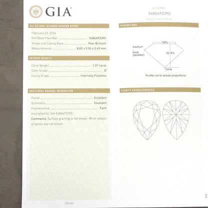 Type2a Ultra rare! 1ct D IF 2EX Heart Natural Diamond Pear Shape loose GIA grading reportWith GIA