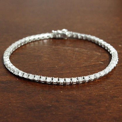 Light Runs! 3ct Natural Diamond K18 WG White Gold Square Tennis Bracelet 【Braceletidentification reportWith