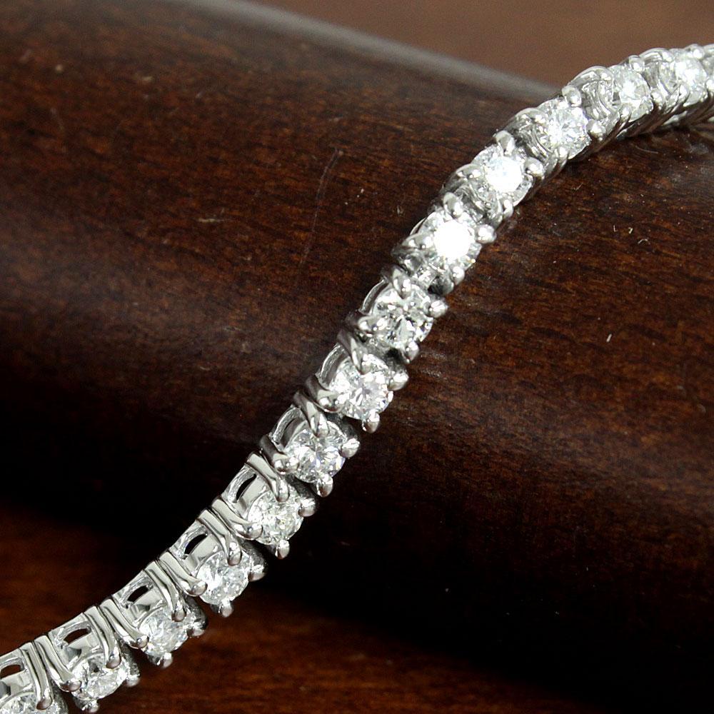 Light Runs! 3ct Natural Diamond K18 WG White Gold Square Tennis Bracelet 【Braceletidentification reportWith