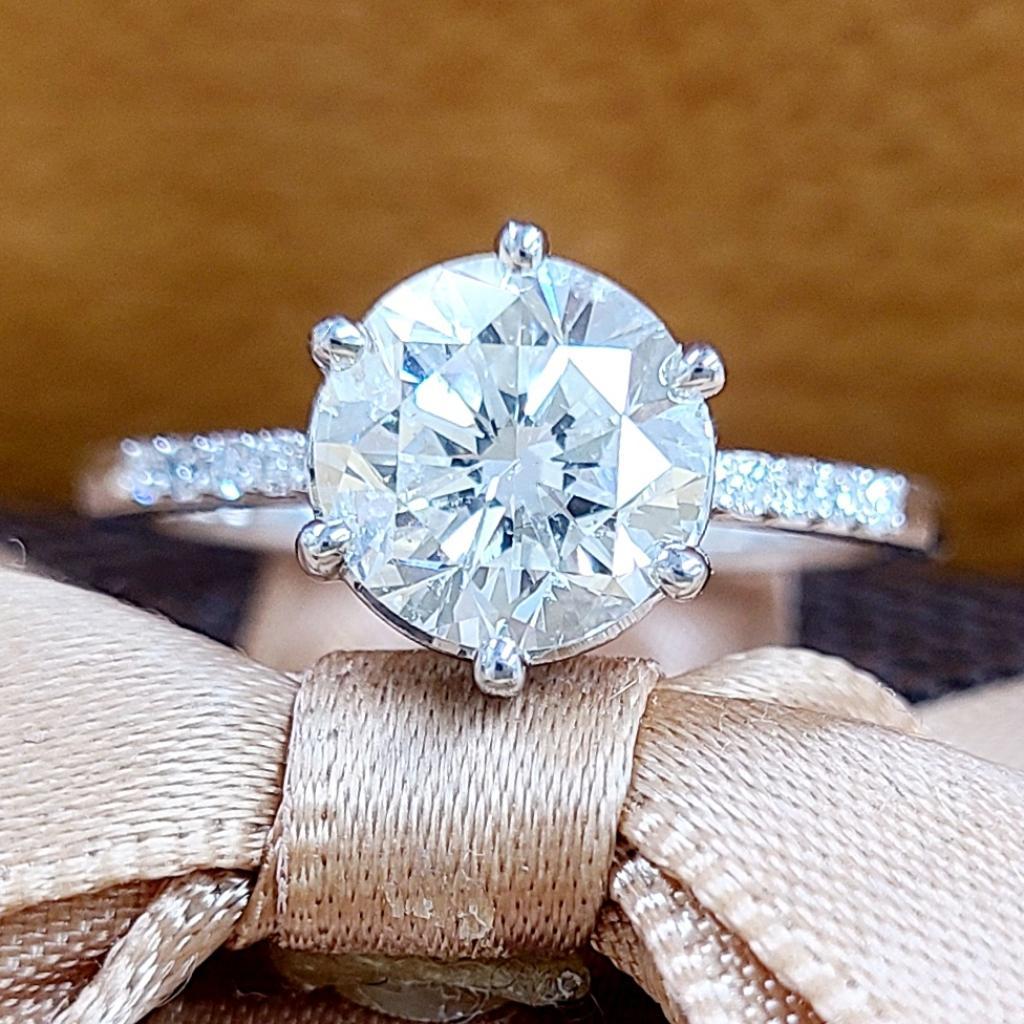 大粒！2ct 天然ダイヤモンド SI2 プラチナ Pt900 リング 指輪【中央